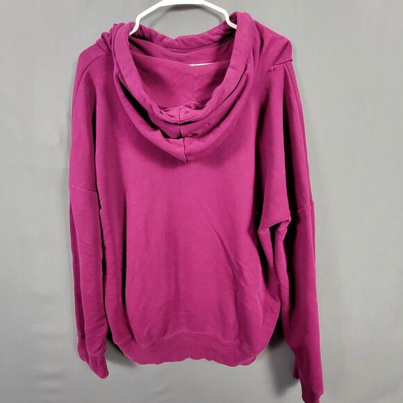 Puma Magenta Cowl Neck Hoodie Fleece Pullover Soft Cotton Blend Women’s XL - Picture 2 of 7